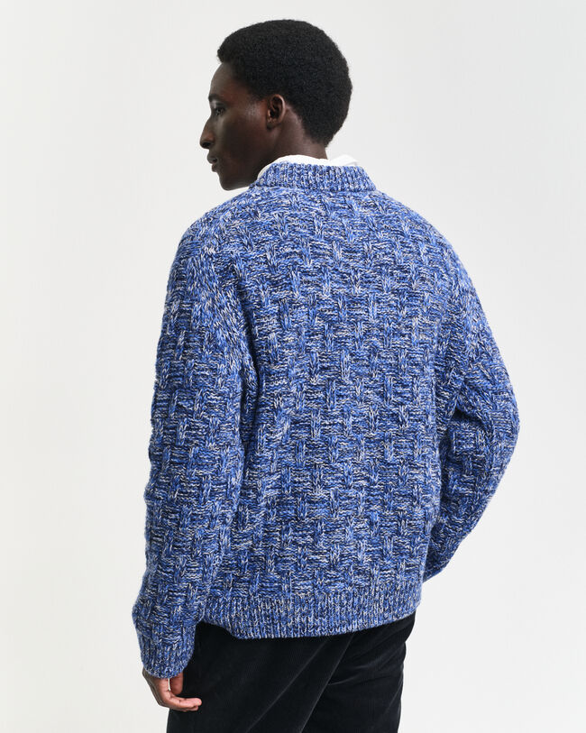 Rundhalspullover aus strukturiertem Wollgemisch