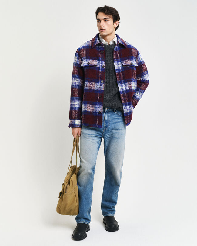 Karierte Hemdjacke aus Wollmischung