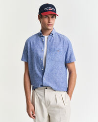 Regular Fit Baumwoll Leinen Kurzarmhemd