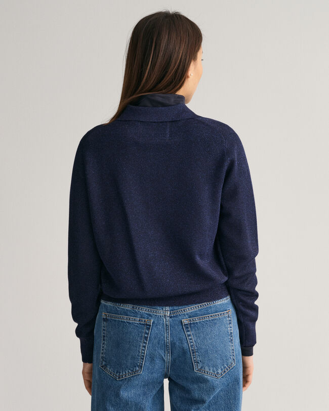 Metallic Polo Pullover