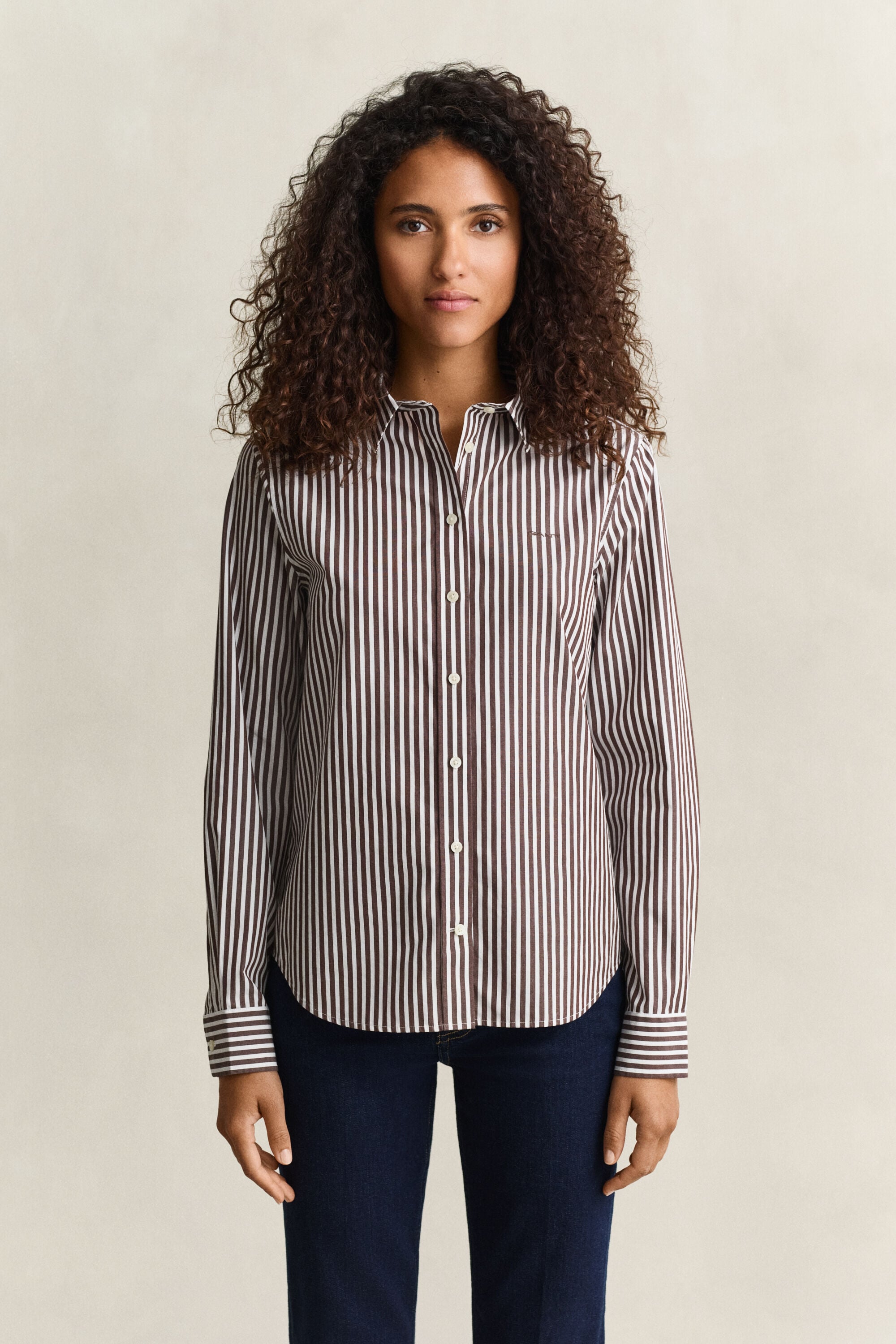 Popeline-Bluse im Regular Fit mit Streifen