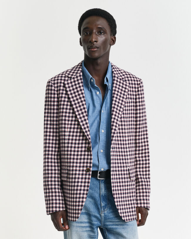 Regular Fit Sakko aus Baumwollmischung mit Karomuster