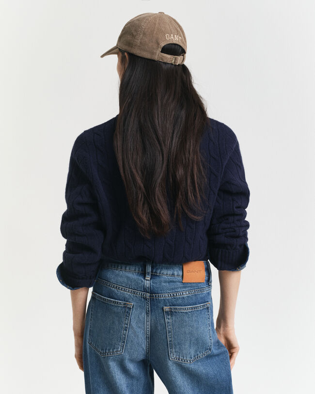 Lambswool Zopfstrick Rundhalspullover