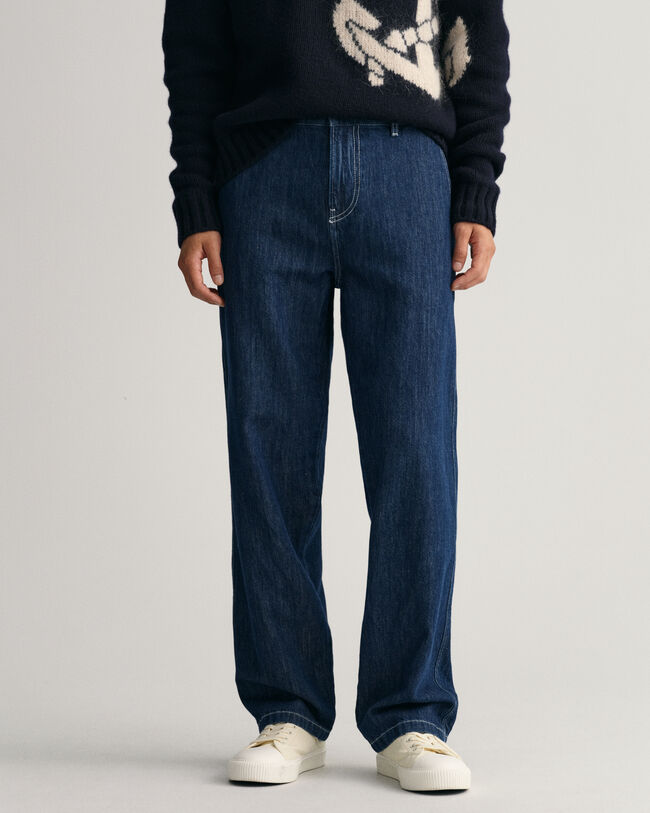 Relaxed Fit Jeans aus Baumwolle und Leinen