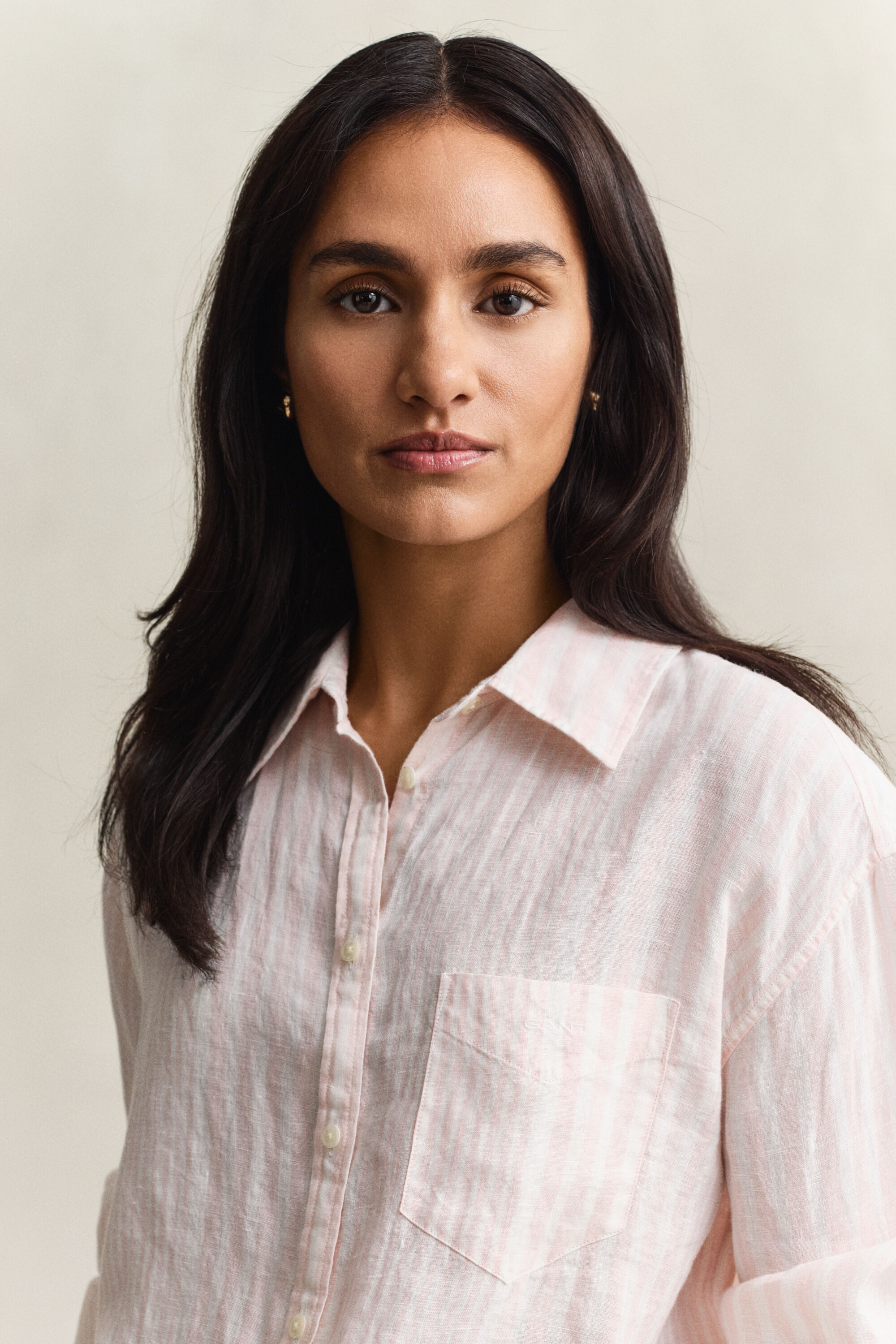 Camicia di lino a righe relaxed fit