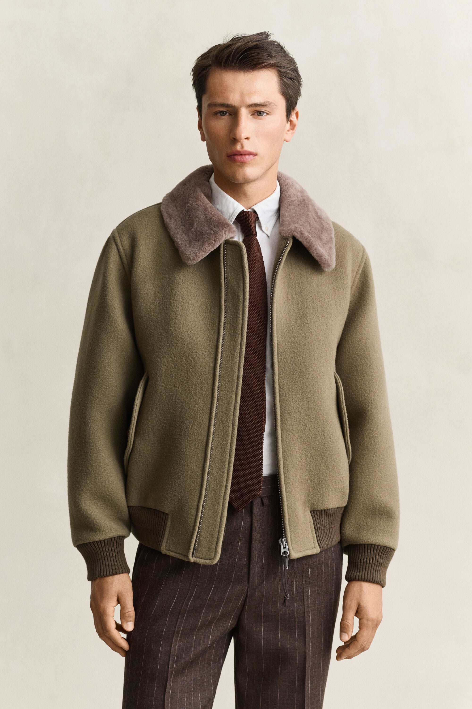 Wool Shearling Aviator Jacket