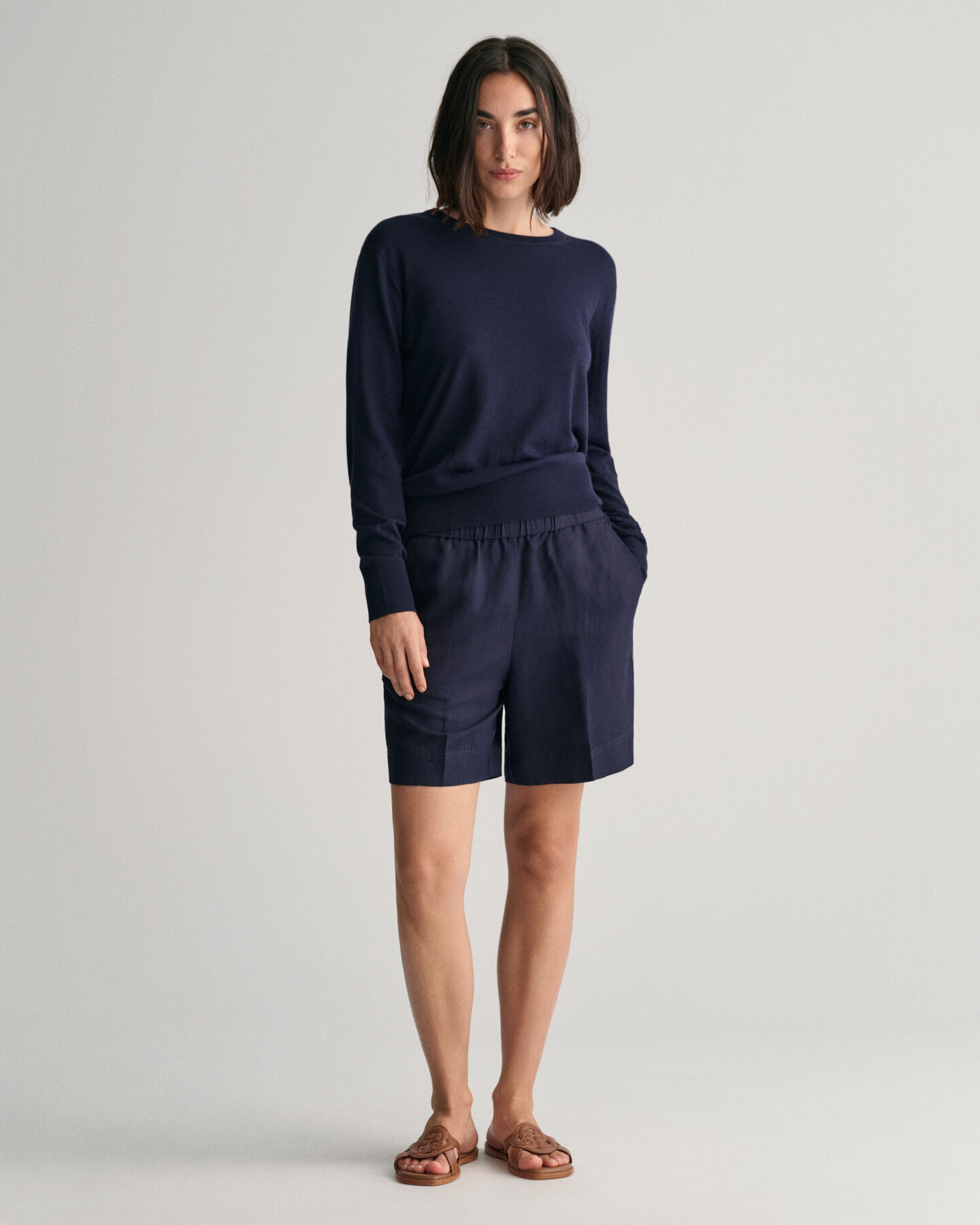 Relaxed Fit Leinenmix Pull-On Shorts