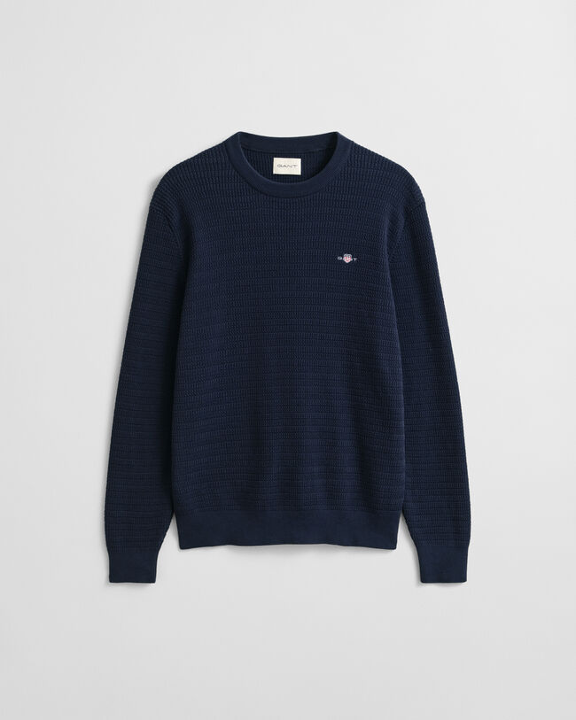 Rundhalspullover mit Mini-Zopfmuster