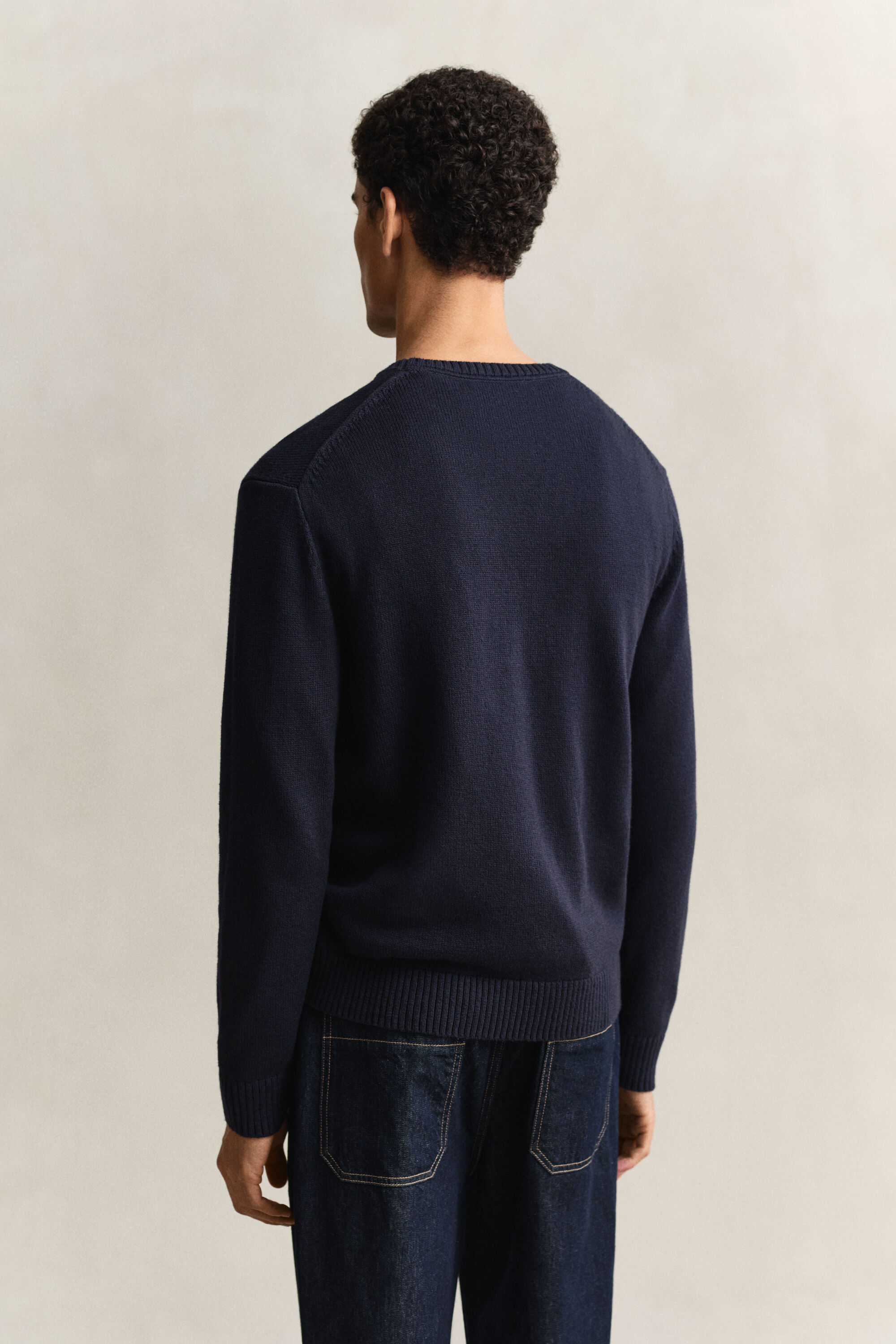 Cotton Blend Crew Neck Sweater