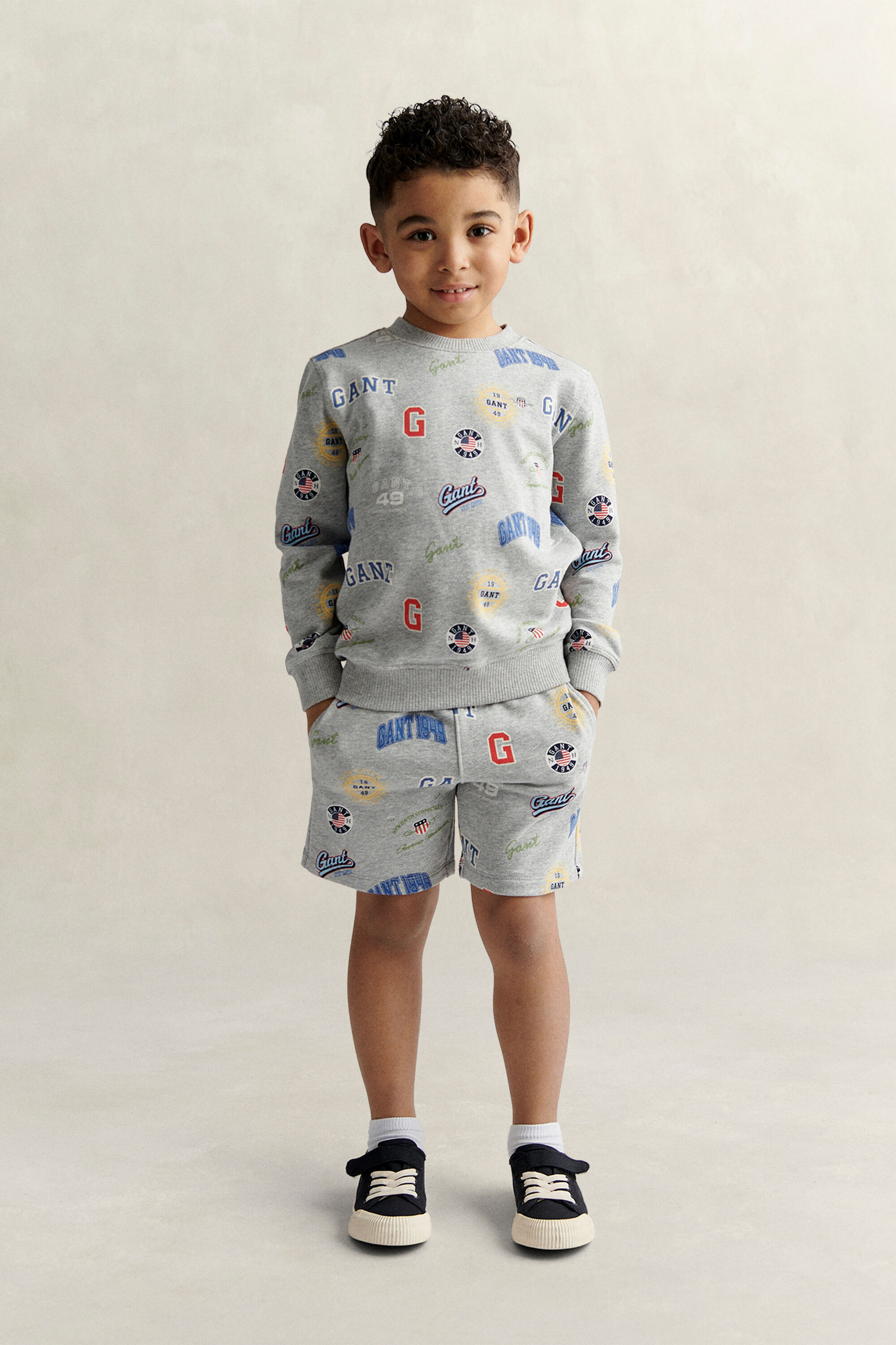 Boys Printed Sweatshirt & Sweat Shorts Set