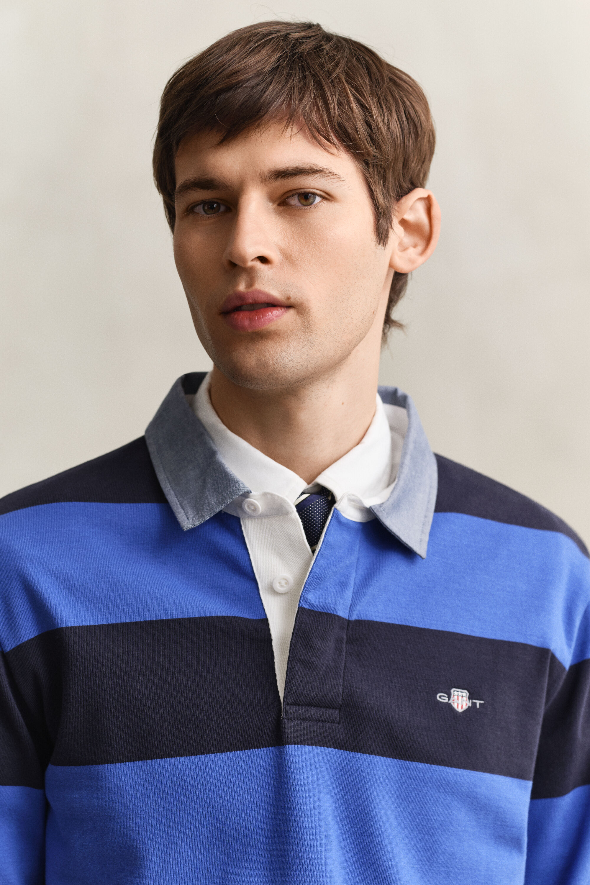 Chambray Collar Striped Heavy Rugger