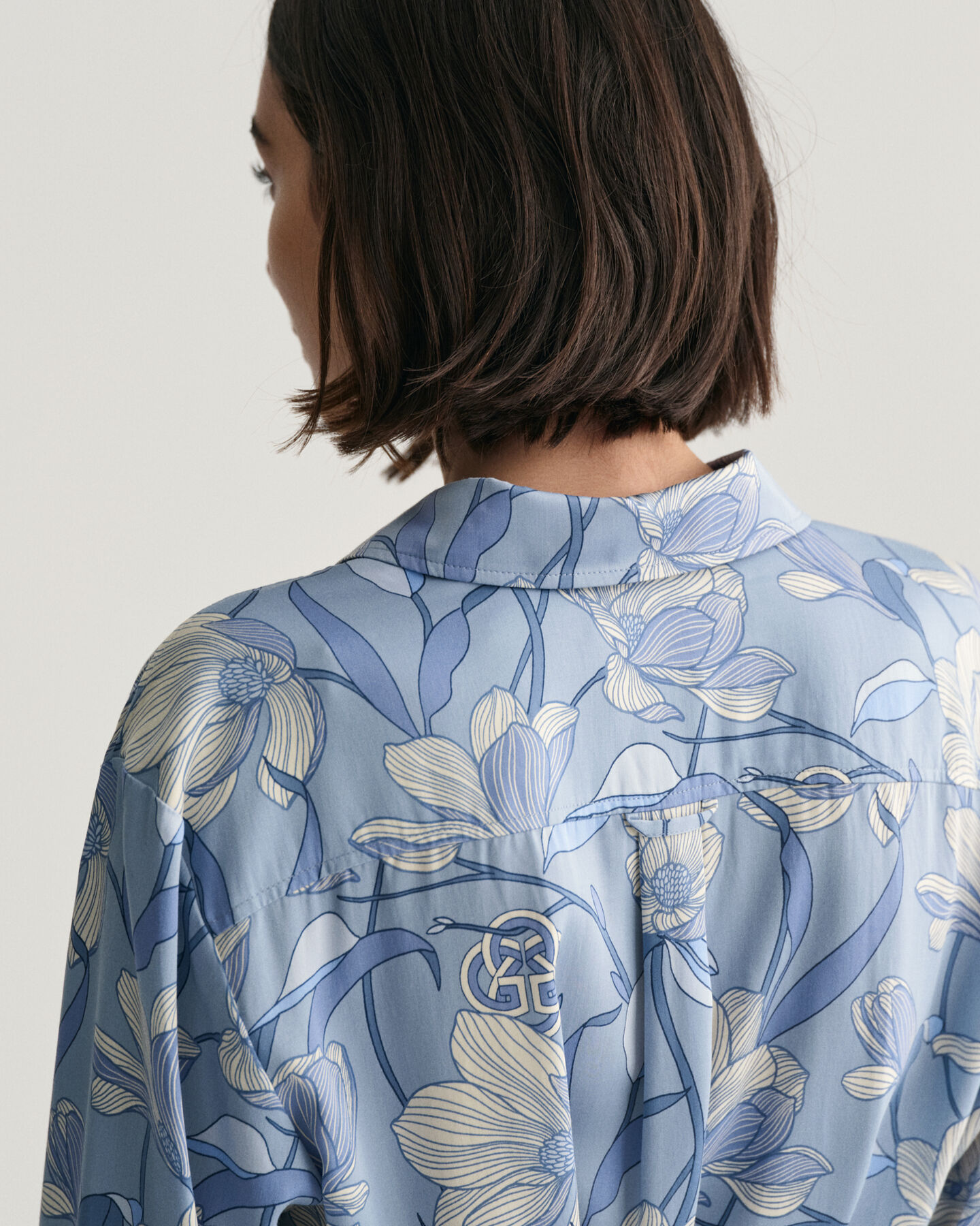 Magnolia Print Hemdblusenkleid