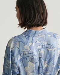 Magnolia Print Hemdblusenkleid