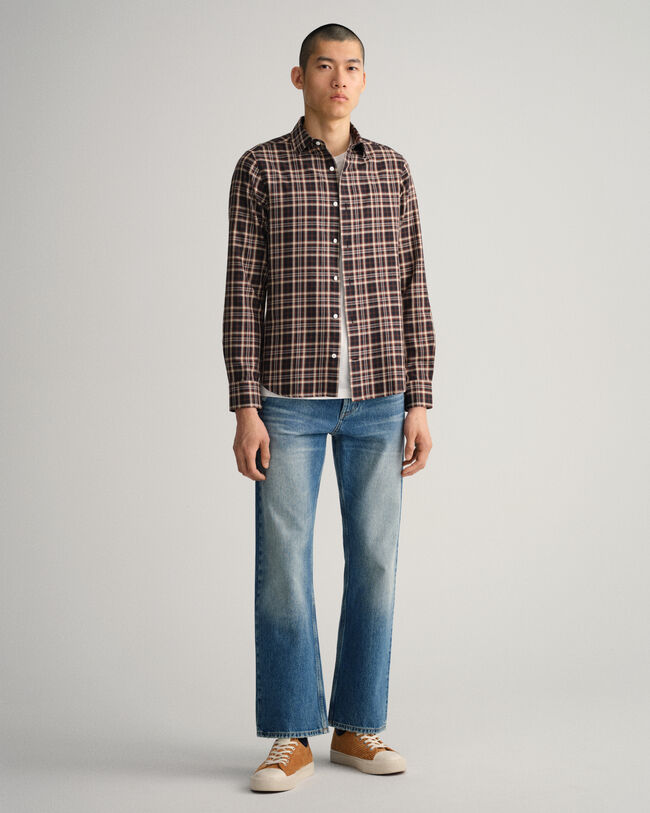 Slim Fit Kariertes Twillhemd