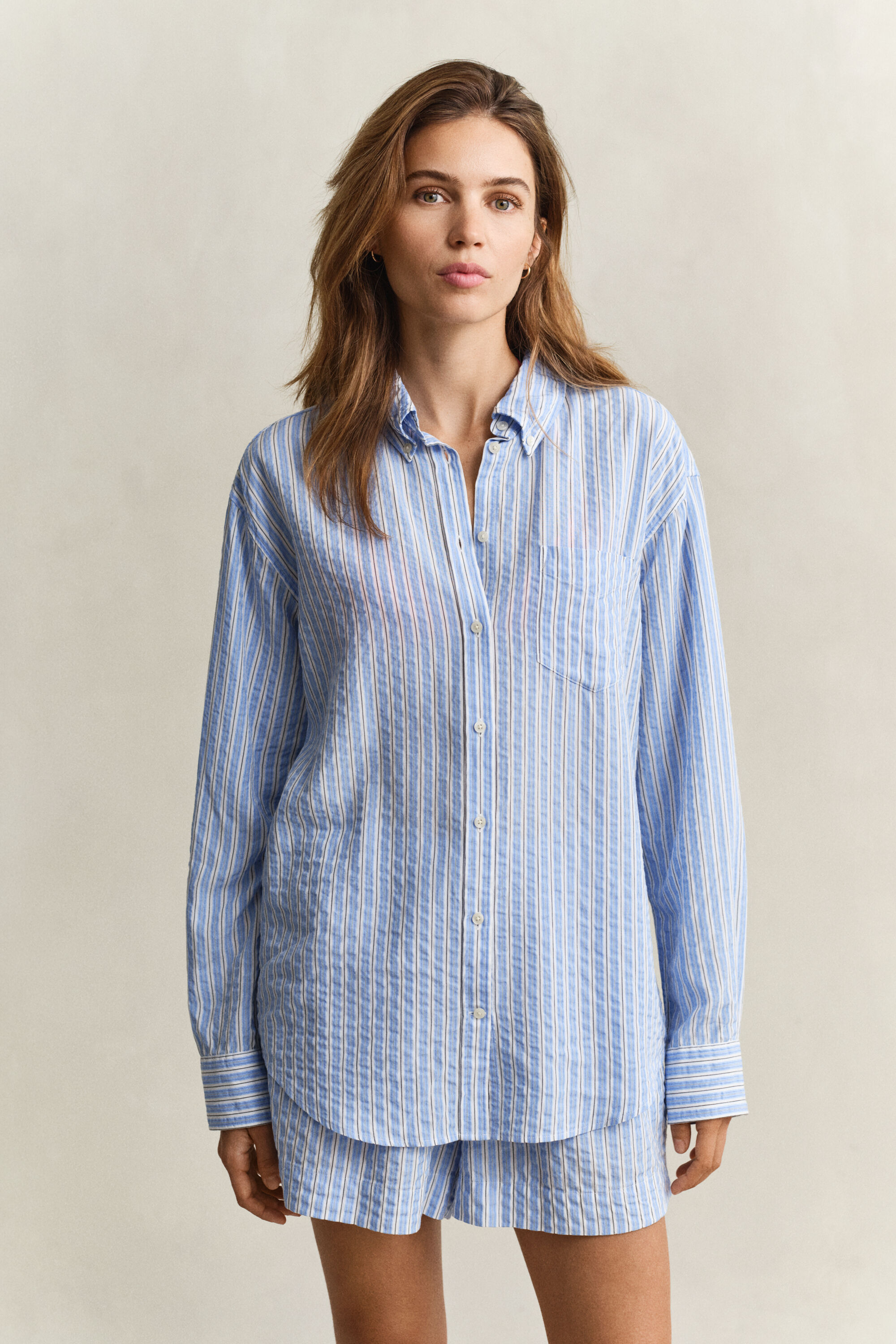 Gestreifte Seersucker Bluse