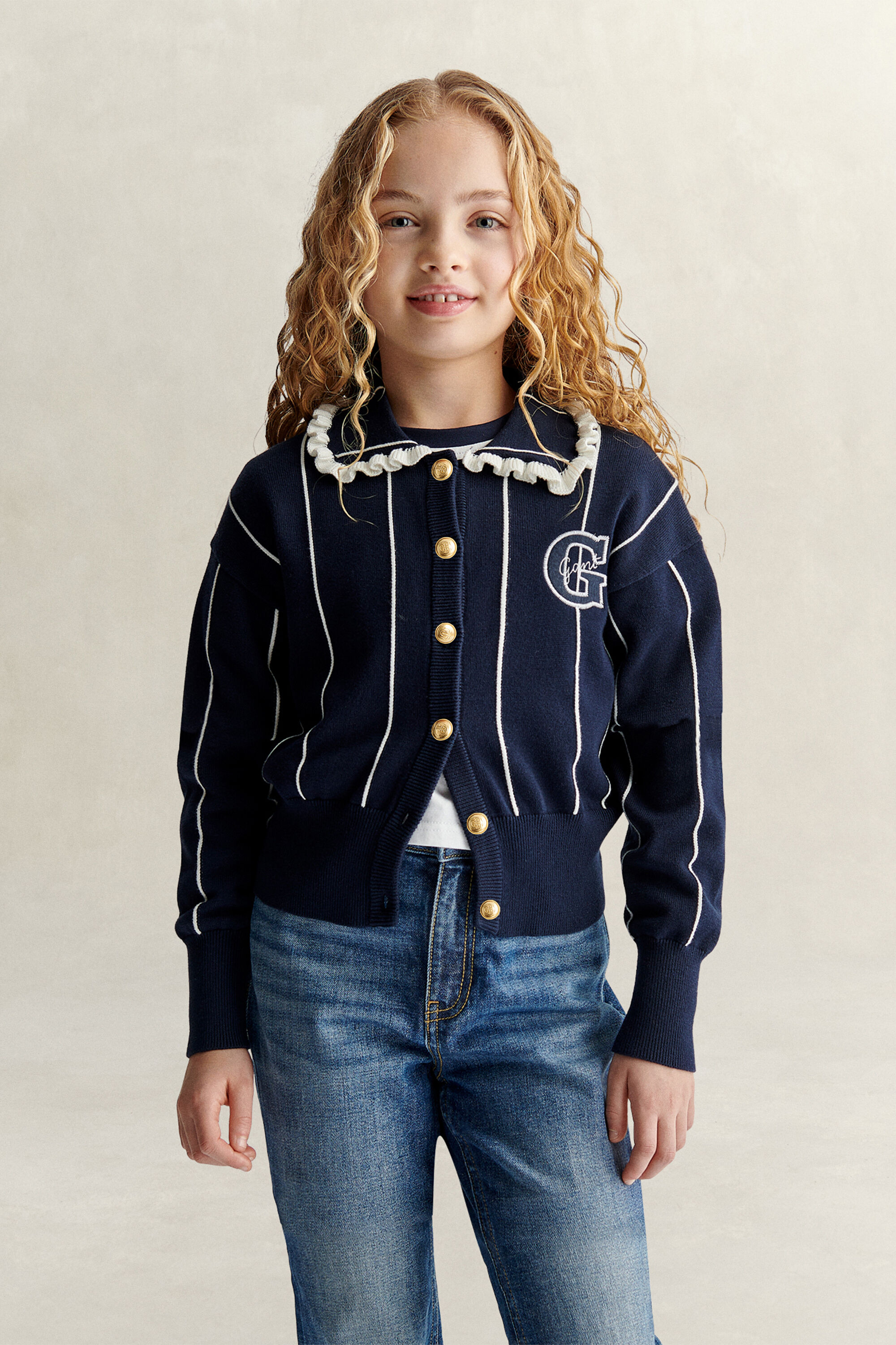 Teen Girls Striped Cardigan