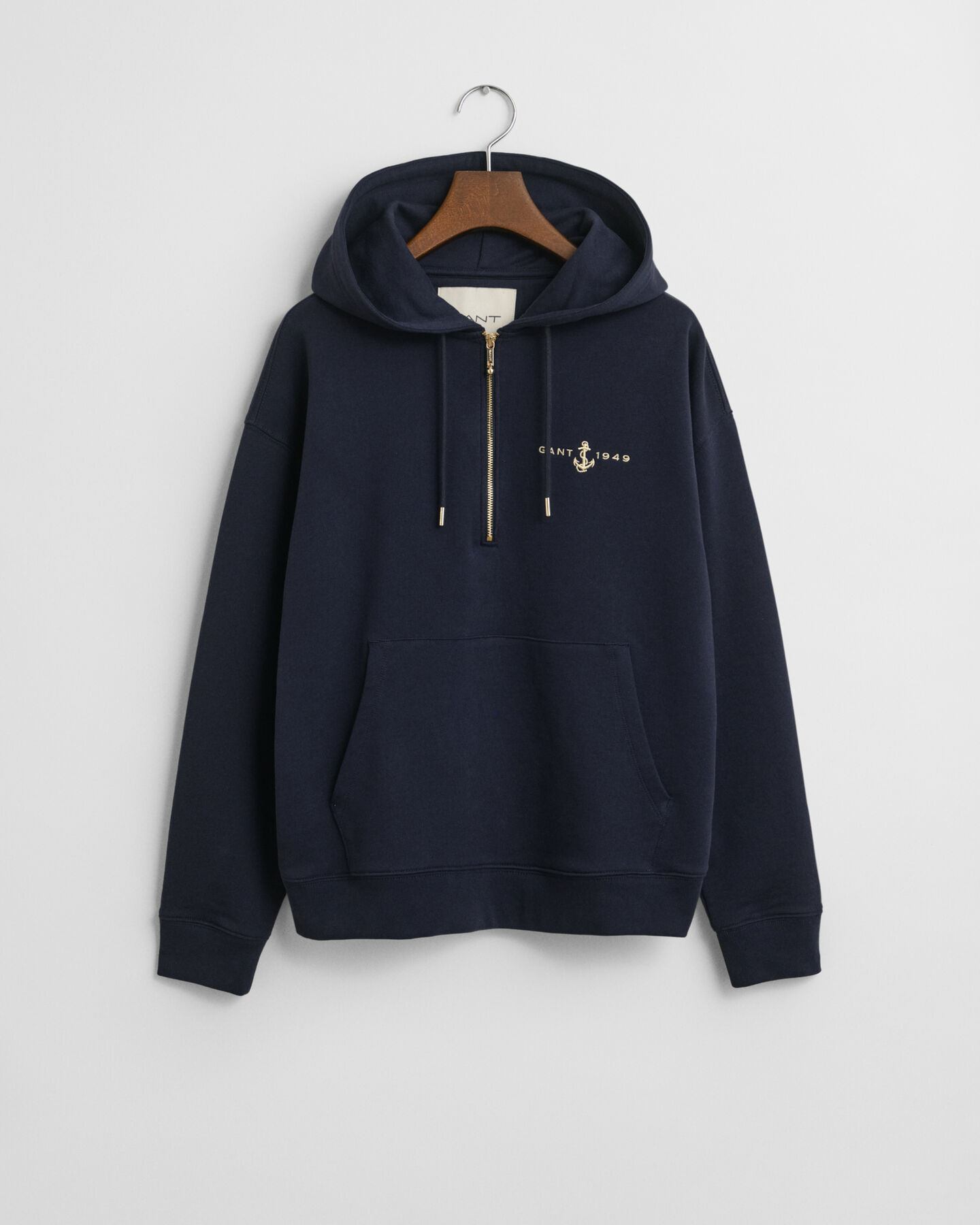 Anchor Hoodie mit Reißverschlusskragen und Stickerei