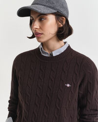 Lambswool Zopfstrick Rundhalspullover