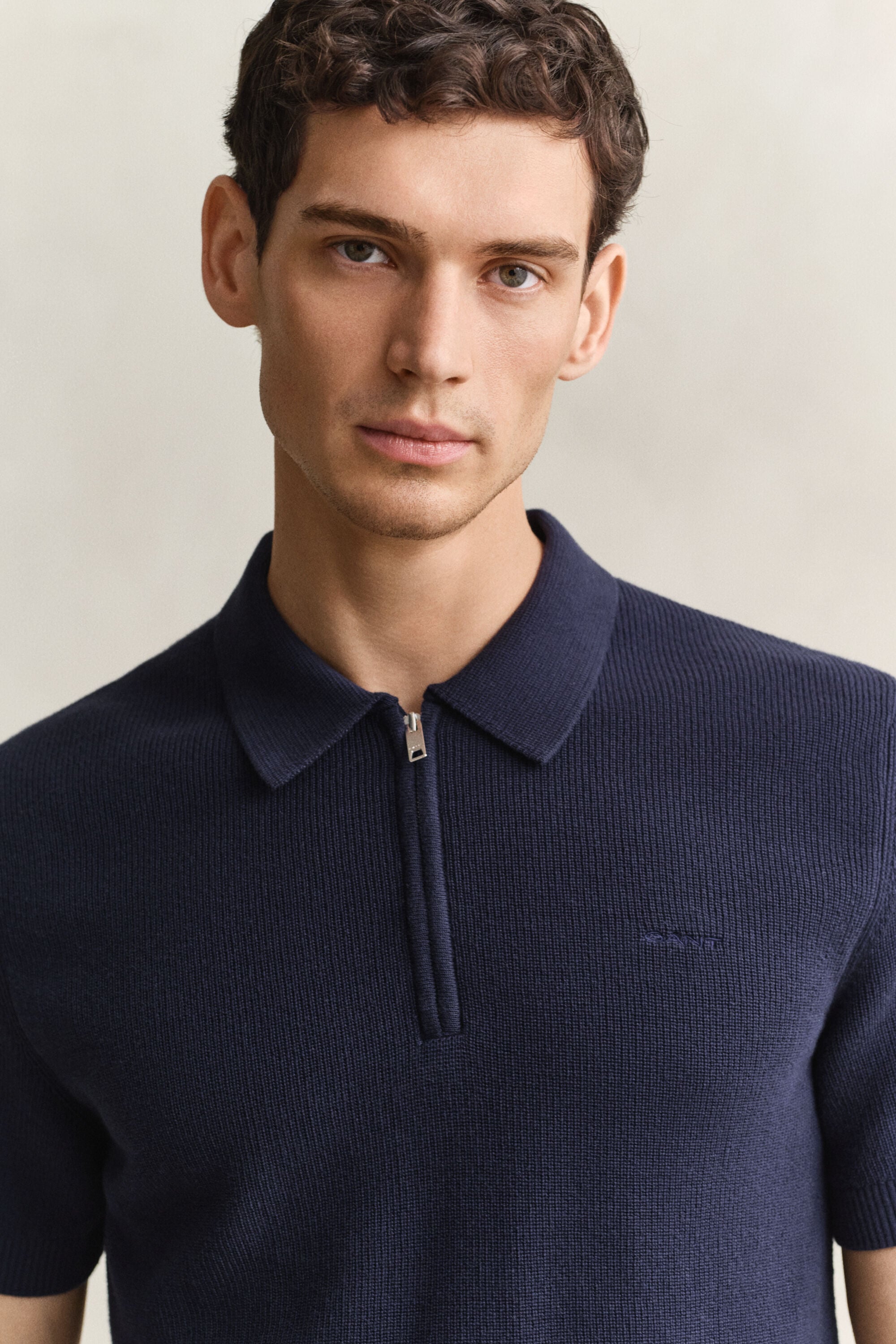 Gerippter Polopullover aus Baumwolle