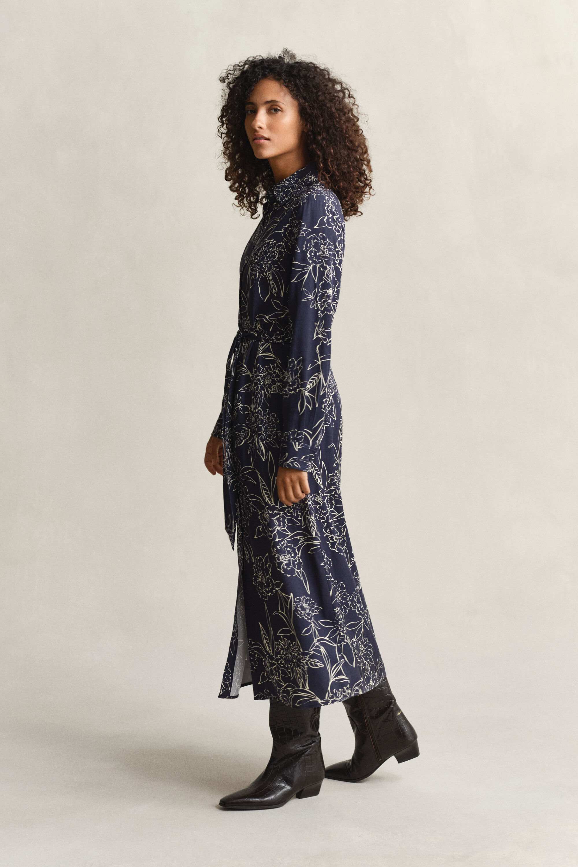 Hemdblusenkleid mit Blumen-Print