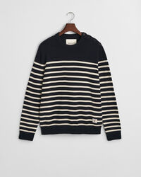 Baumwoll-Rundhalspullover mit Streifen