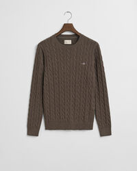 Zopfstrick Rundhalspullover aus Baumwolle