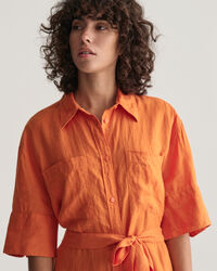 Kurzarm Hemdblusenkleid aus Leinen