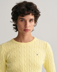 Zopfstrick Rundhalspullover aus Stretch-Baumwolle