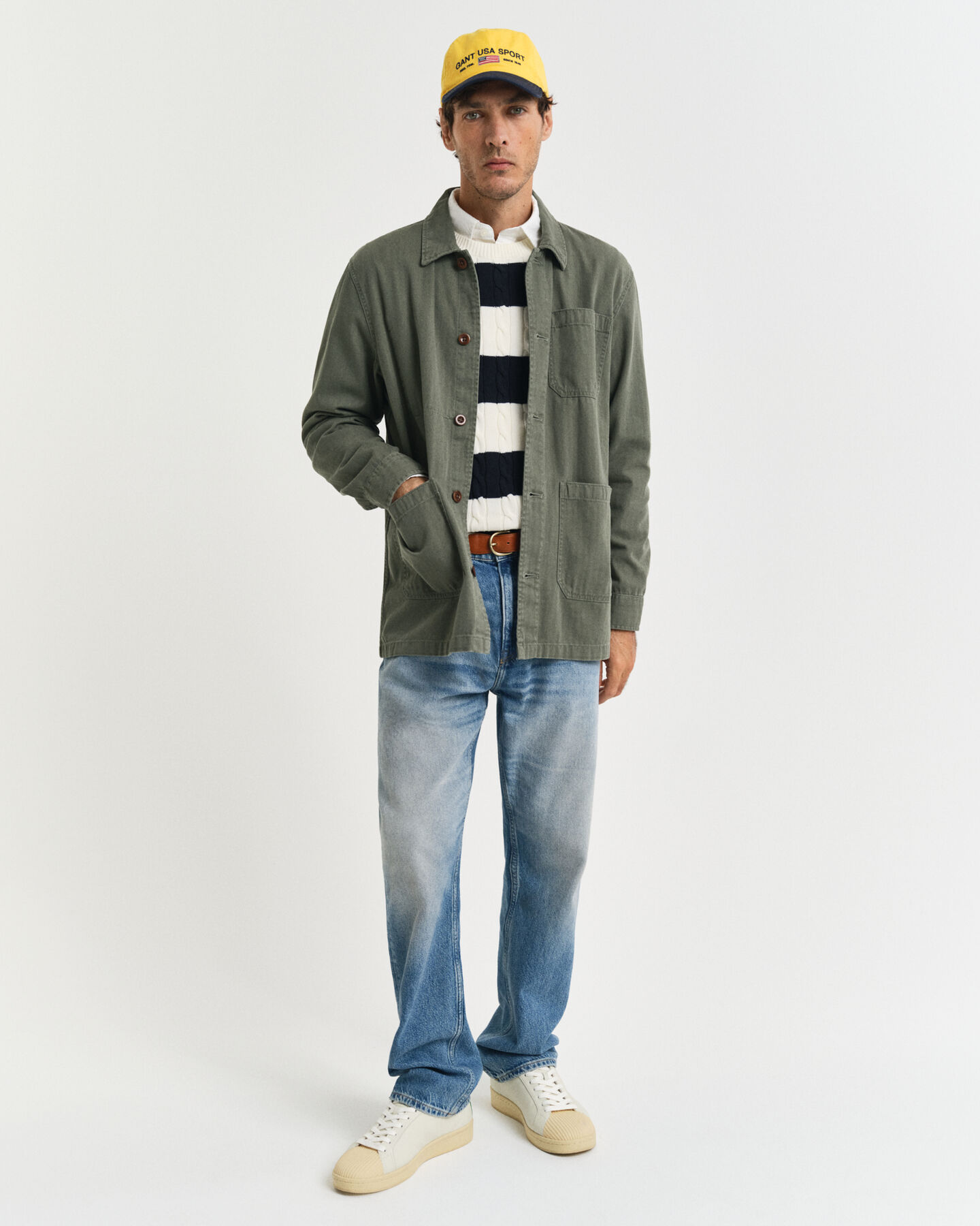 Regular Fit Herringbone Workwear Hemdjacke