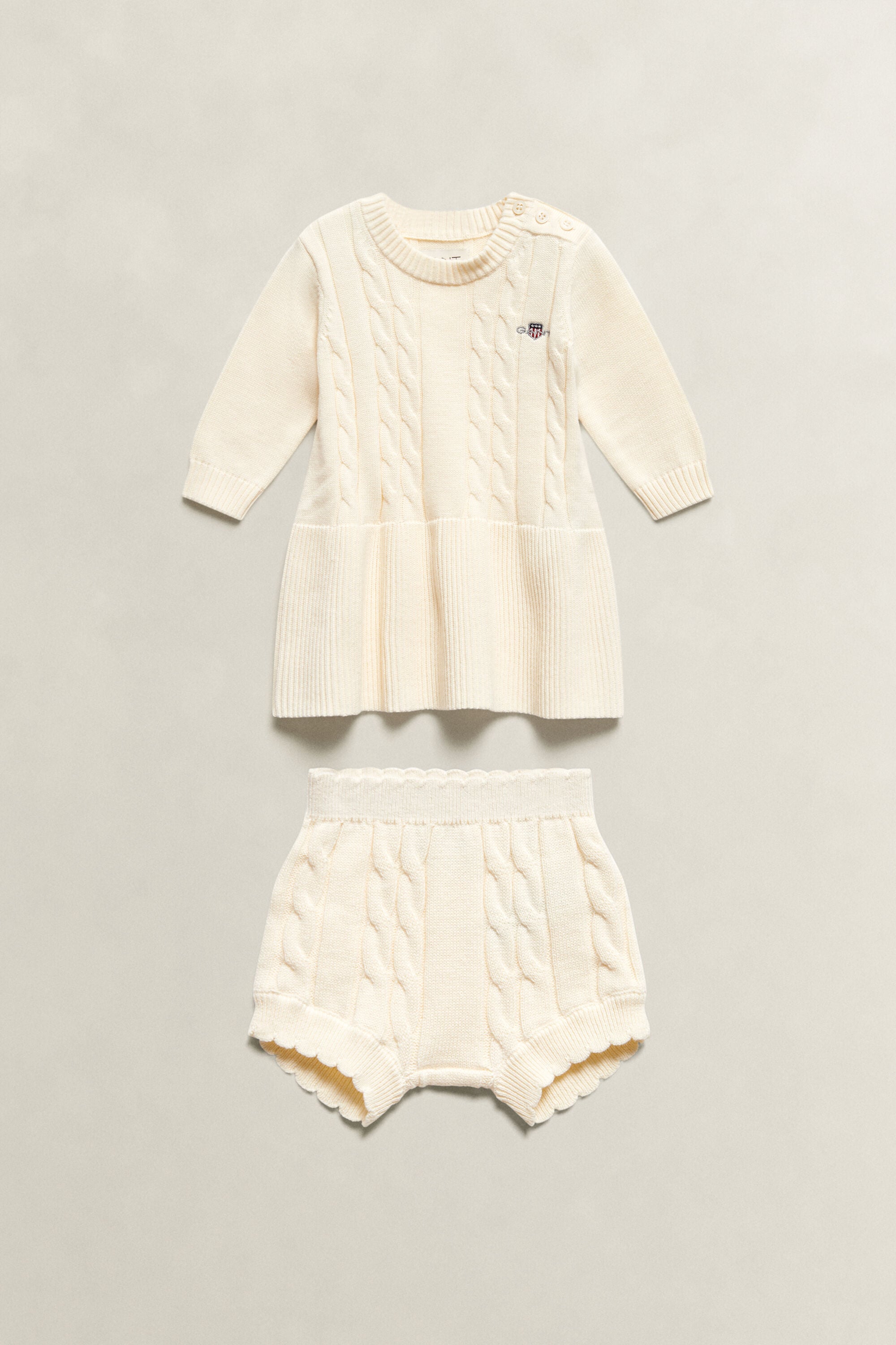 Set di abito in maglia a trecce con calzoncini Baby Girls