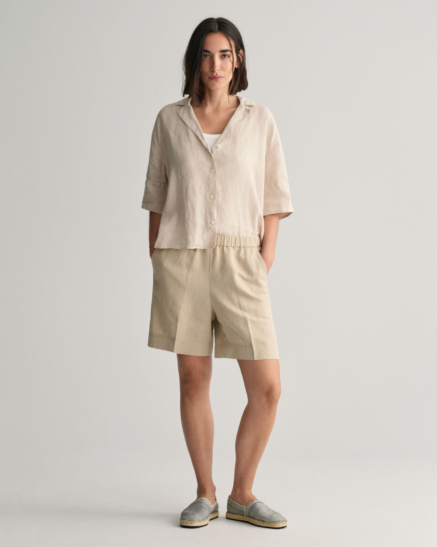 Relaxed Fit Leinenmix Pull-On Shorts