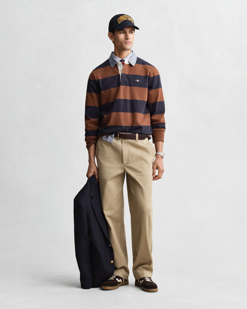 Gestreiftes Heavy Rugger mit Chambray-Kragen