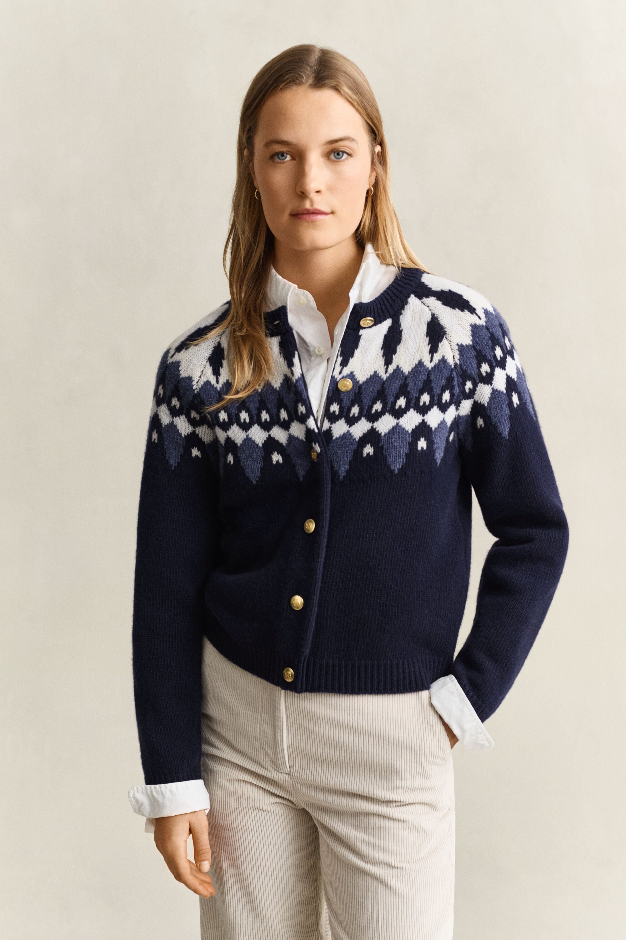 Fair Isle Strickjacke aus Wolle