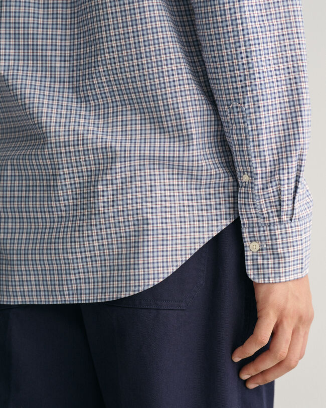 Regular Fit Popeline Hemd mit Mikro-Karomuster