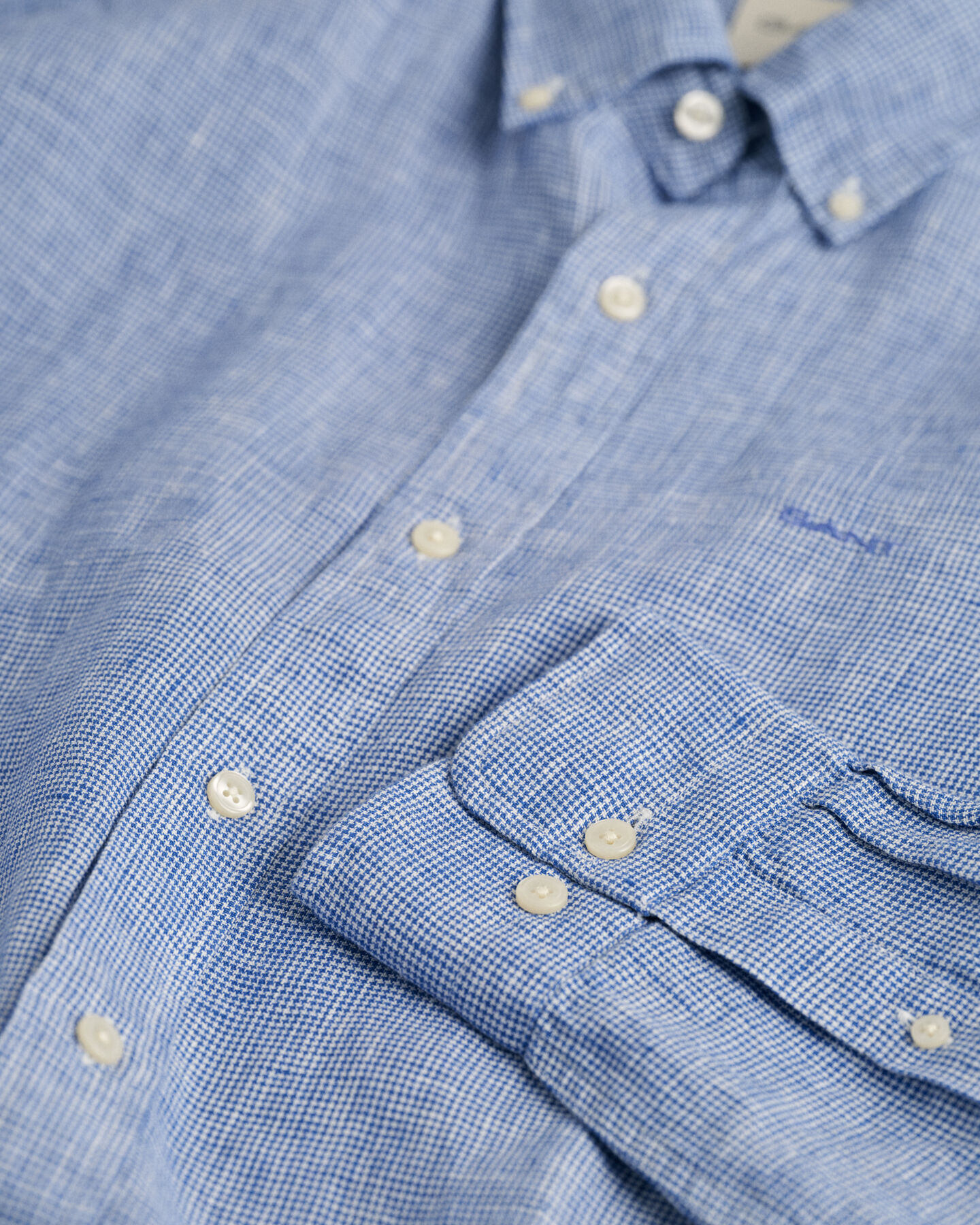 Slim Fit Leinen Hemd im Hahnentrittmuster