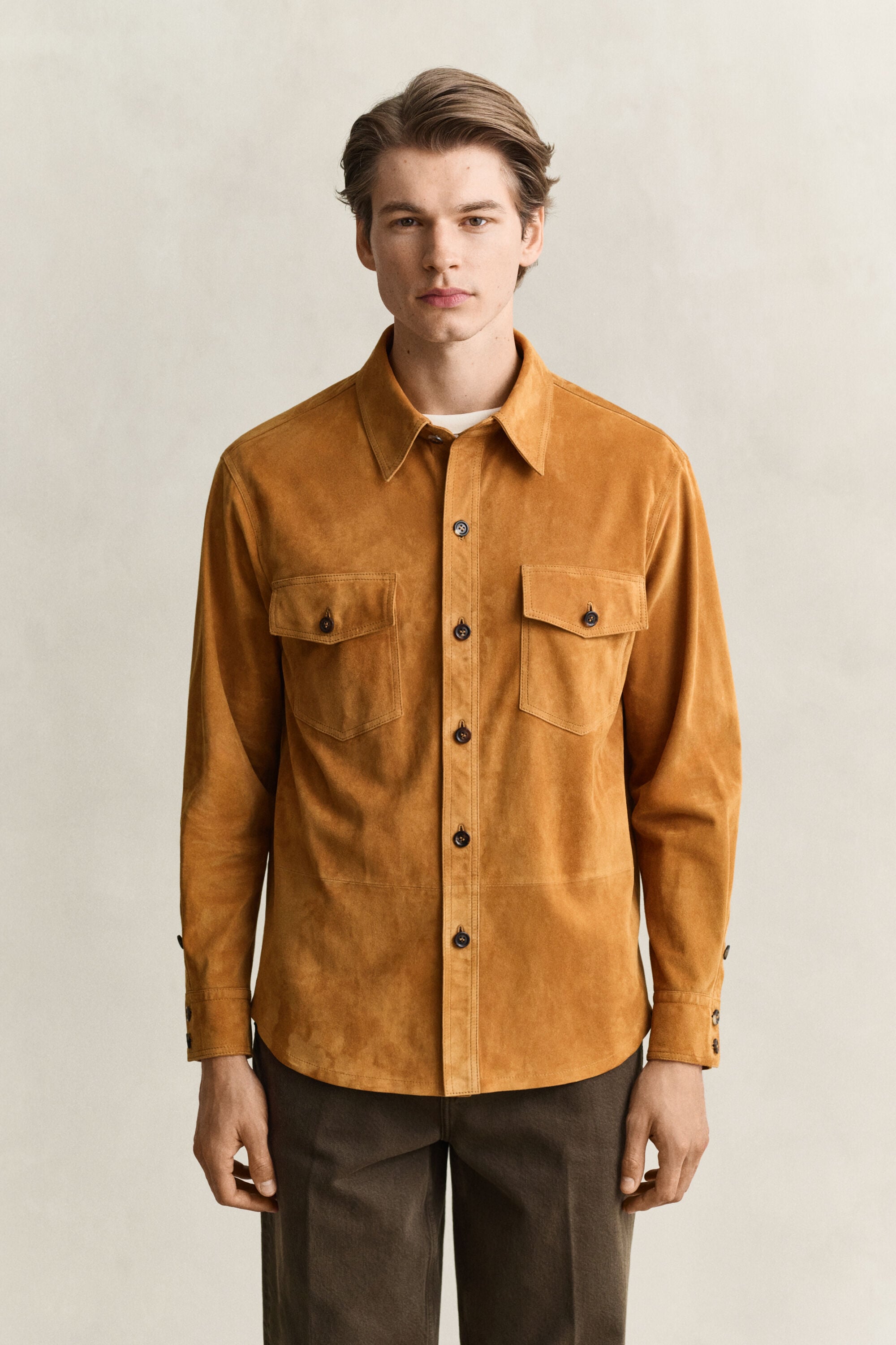 Hemdjacke aus Veloursleder