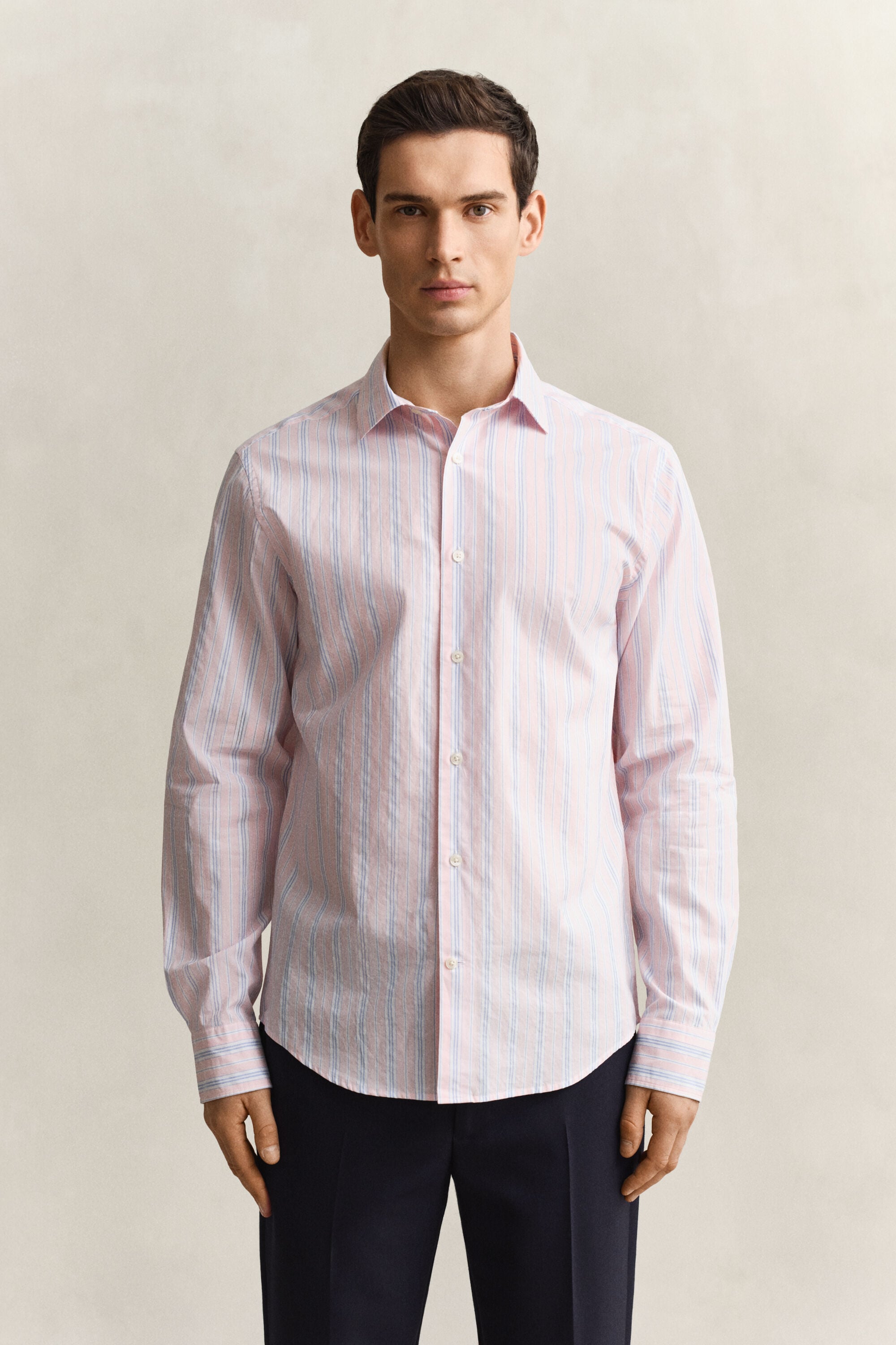 Camicia a righe in tessuto a spina di pesce regular fit