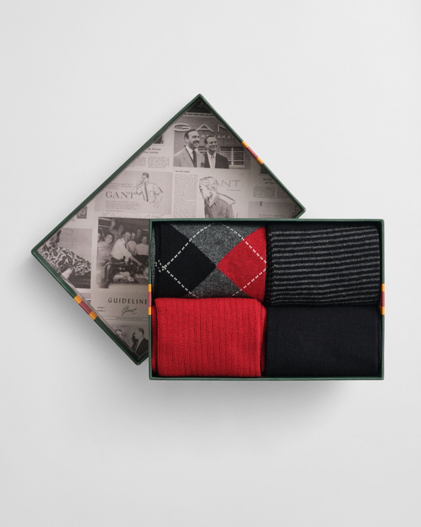 4er-Pack Socken Argyle & Streifen in Geschenkbox