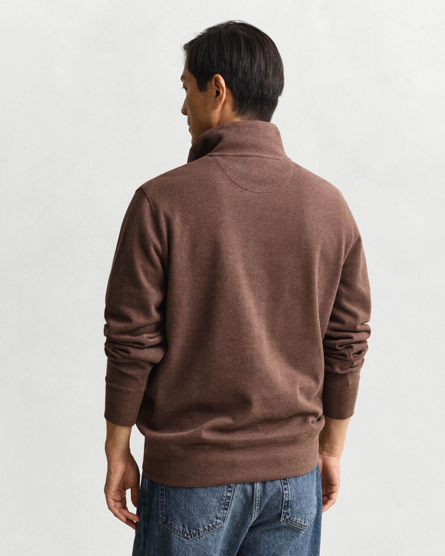 Leichtes Sacker Rib Sweatshirt mit Reißverschlusskragen