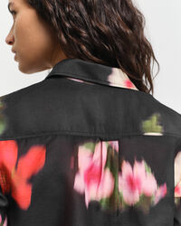Regular Fit Baumwoll Seiden Bluse mit Blumen-Print