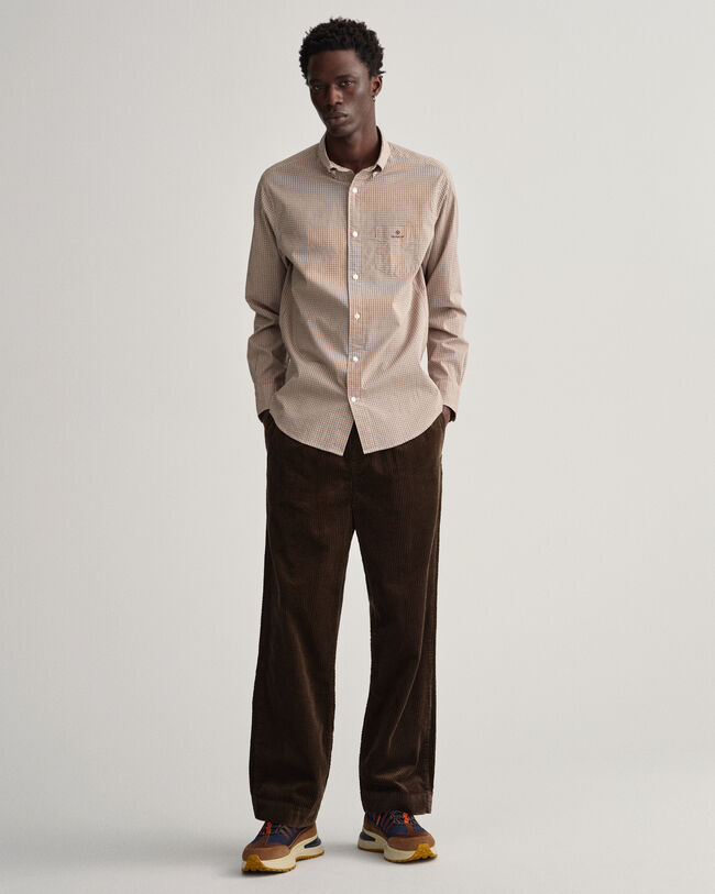 Regular Fit Popeline Hemd mit kleinem Vichy-Karo