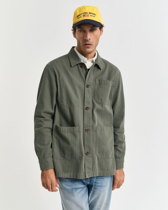 Regular Fit Herringbone Workwear Hemdjacke