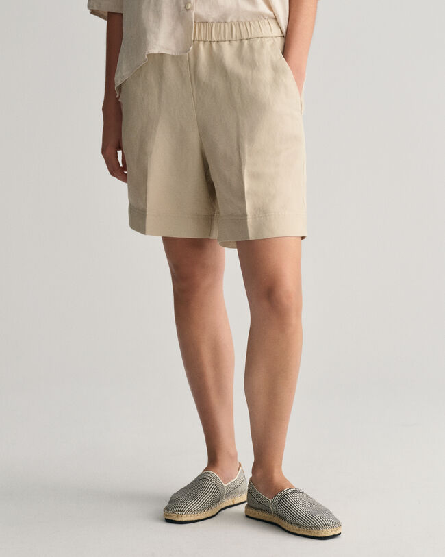 Relaxed Fit Leinenmix Pull-On Shorts