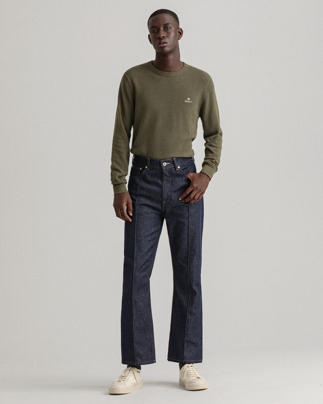 Rundhalspullover aus Baumwoll-Piqu&eacute;