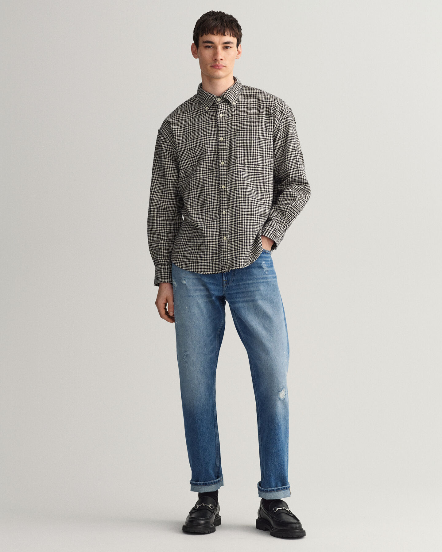 Oversized Houndstooth Baumwollhemd
