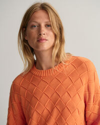 Rundhalspullover aus Strick mit Webstruktur