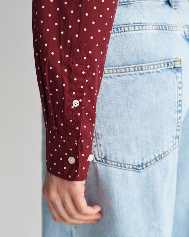 Regular Fit Bluse aus Baumwoll-Voile mit Punktemuster