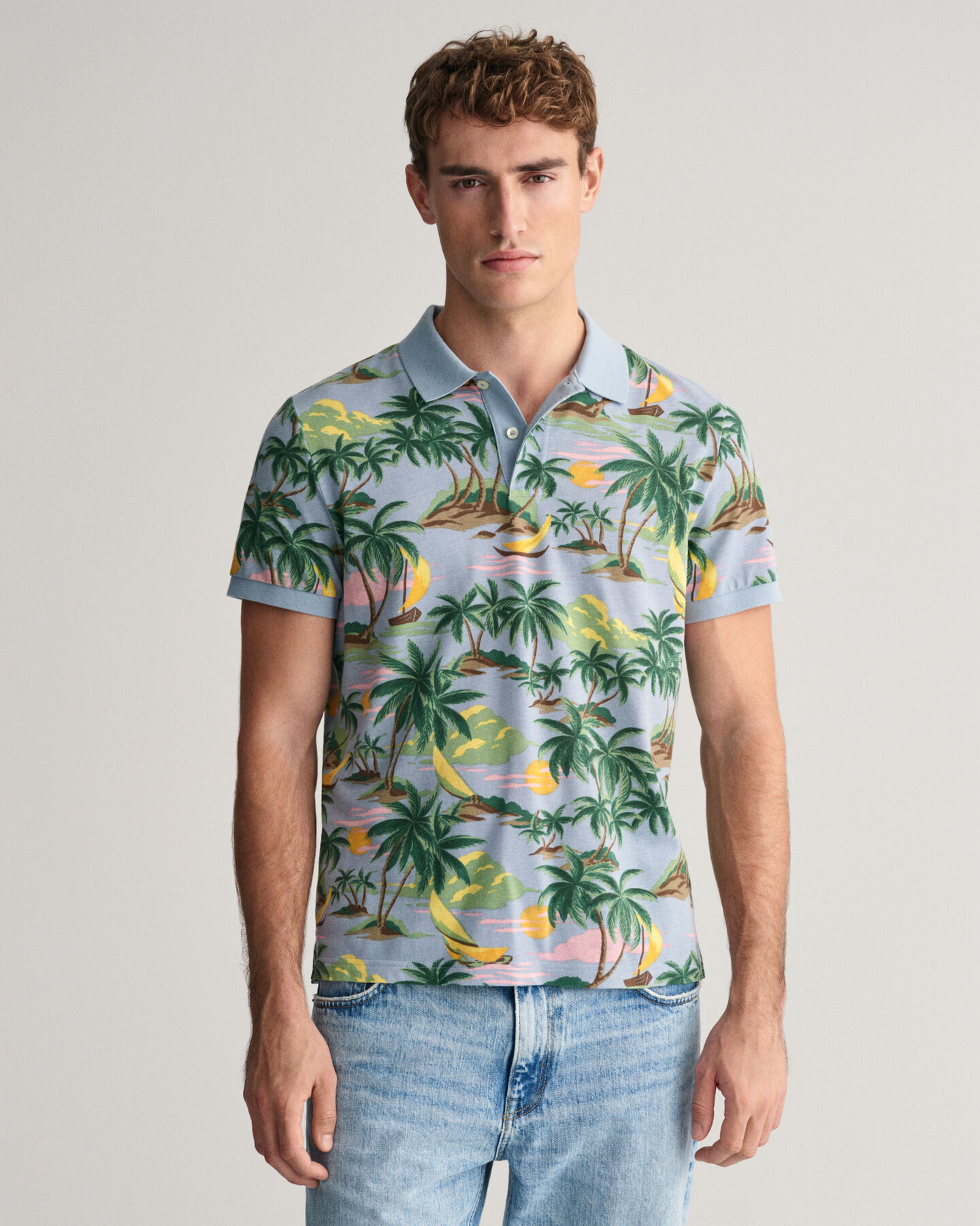 Hawaiian Print Poloshirt