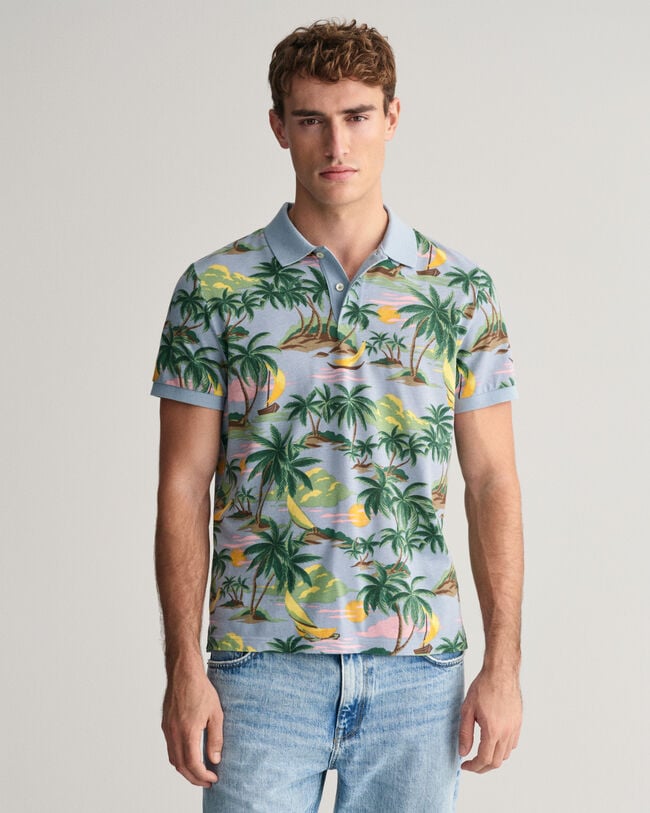 Hawaiian Print Poloshirt