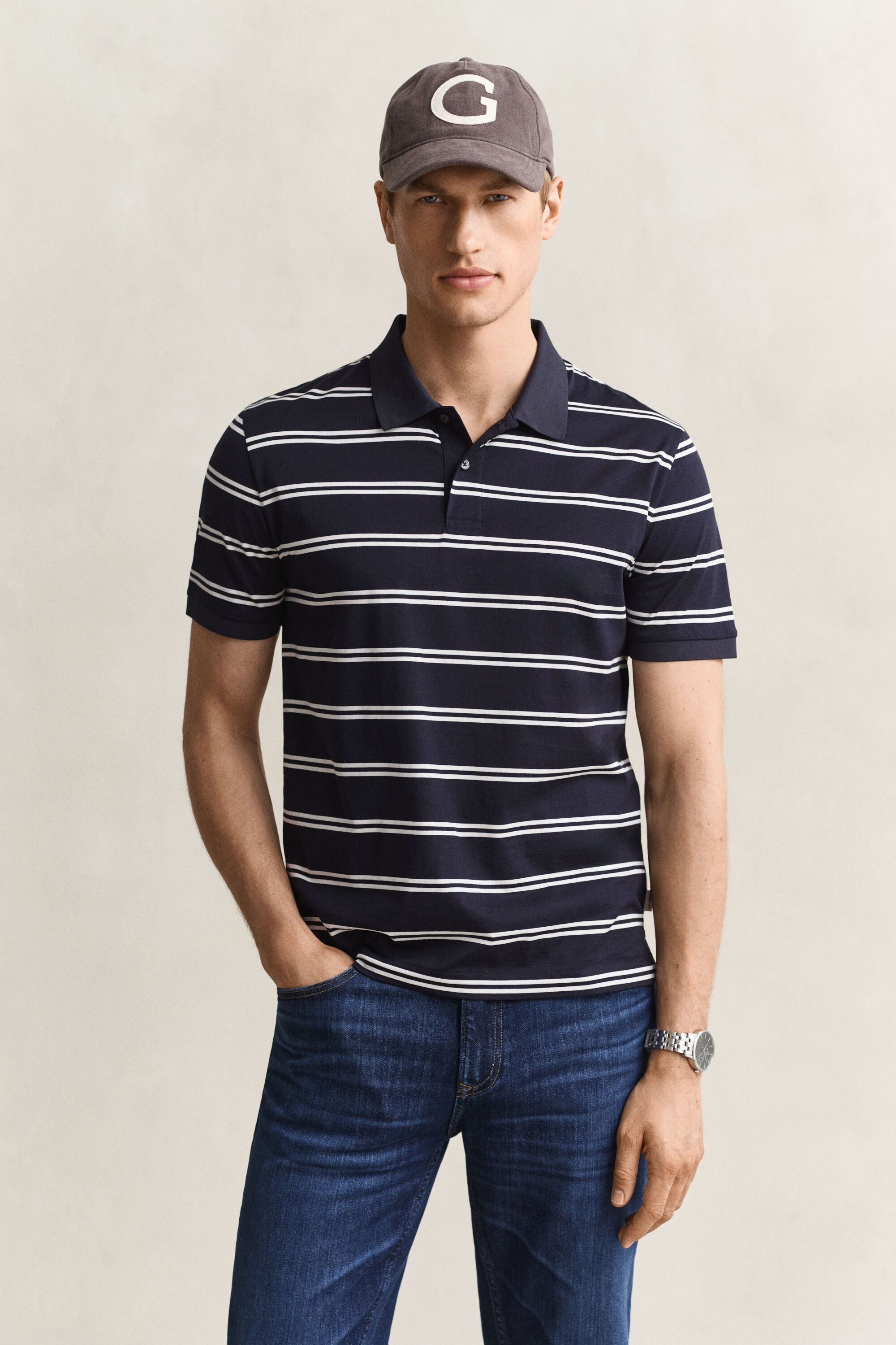 Polo a righe in cotone Pima